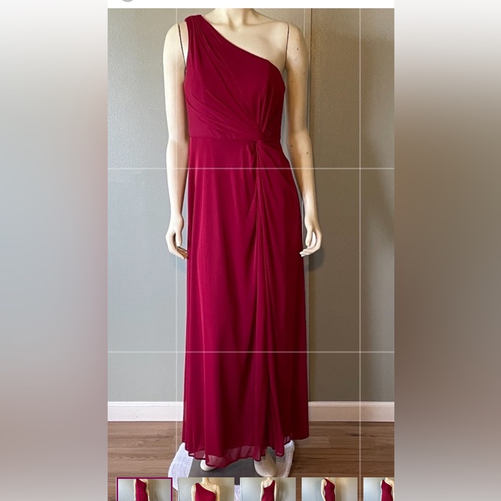 Azazie One-Shoulder Burgundy Dress,A8 - Picture 2 of 10